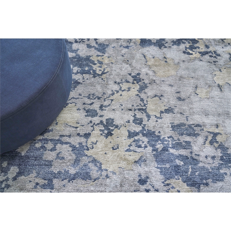 Bamboo Silk Hand-Knotted Bamboo Silk Blue/Gray 14'x18' Area Rug