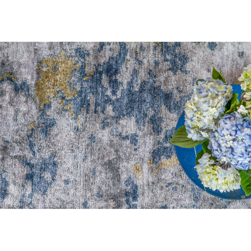 Bamboo Silk Hand-Knotted Bamboo Silk Blue/Gray 14'x18' Area Rug