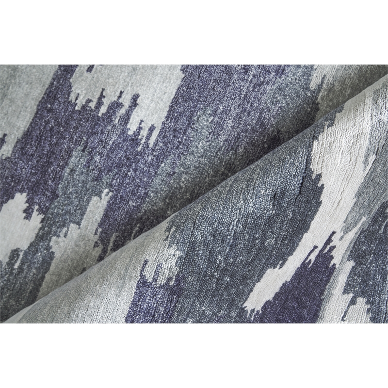 Bamboo Silk Hand-Knotted Bamboo Silk Navy Blue 9'x12' Area Rug
