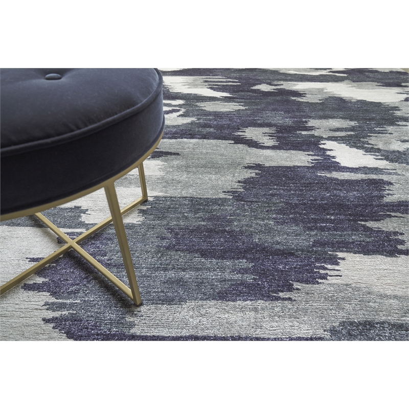 Bamboo Silk Hand-Knotted Bamboo Silk Navy Blue 9'x12' Area Rug