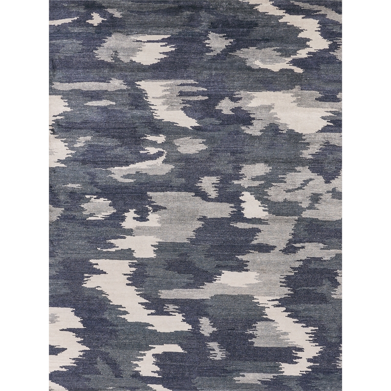 Bamboo Silk Hand-Knotted Bamboo Silk Navy Blue 9'x12' Area Rug