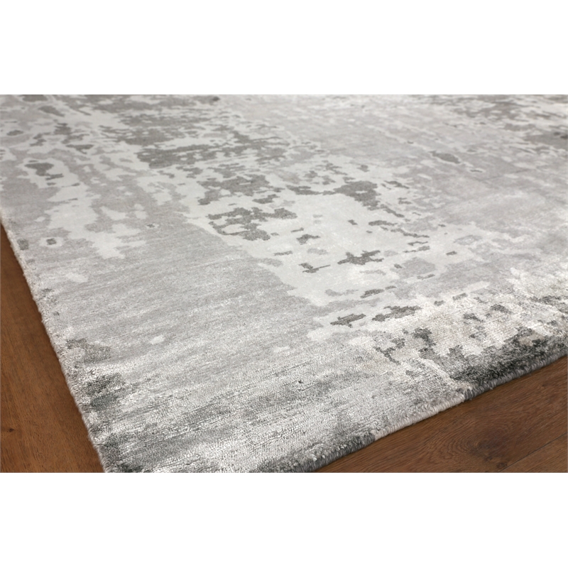 Bamboo Silk Hand-Knotted Bamboo Silk Gray/Silver 3'x14' Area Rug