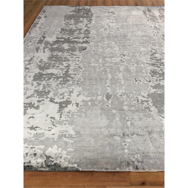 Bamboo Silk Hand-Knotted Bamboo Silk Gray/Silver 3'x14' Area Rug