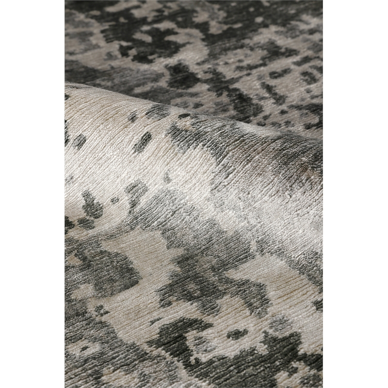 Bamboo Silk Hand-Knotted Bamboo Silk Gray/Silver 3'x14' Area Rug