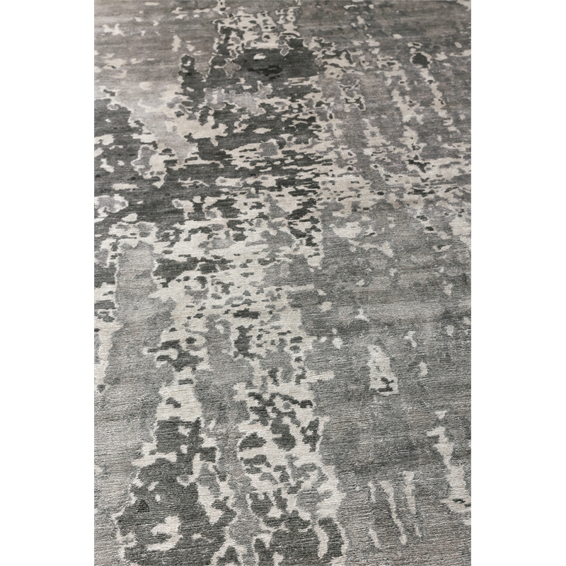 Bamboo Silk Hand-Knotted Bamboo Silk Gray/Silver 3'x14' Area Rug