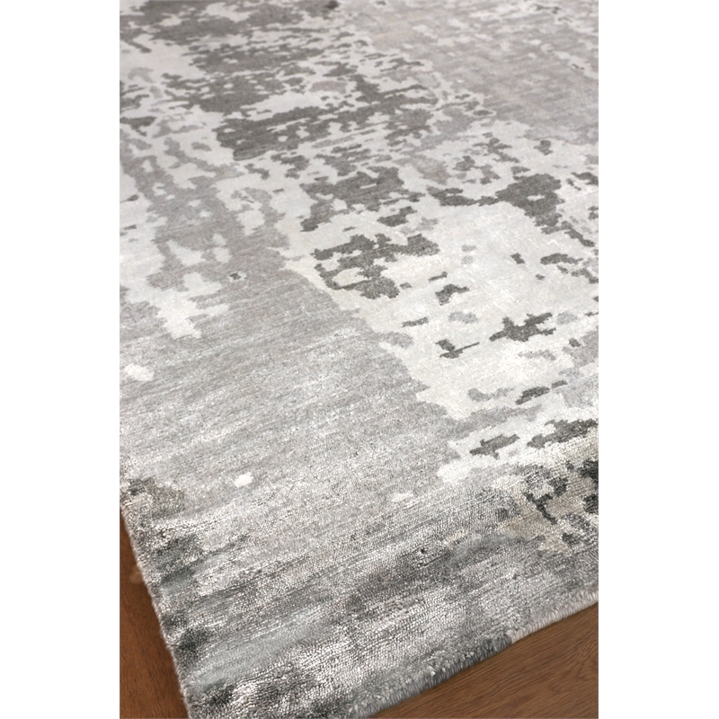 Bamboo Silk Hand-Knotted Bamboo Silk Gray/Silver 3'x14' Area Rug