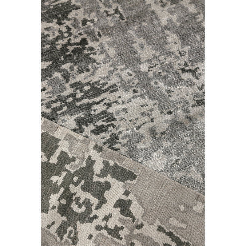 Bamboo Silk Hand-Knotted Bamboo Silk Gray/Silver 3'x14' Area Rug