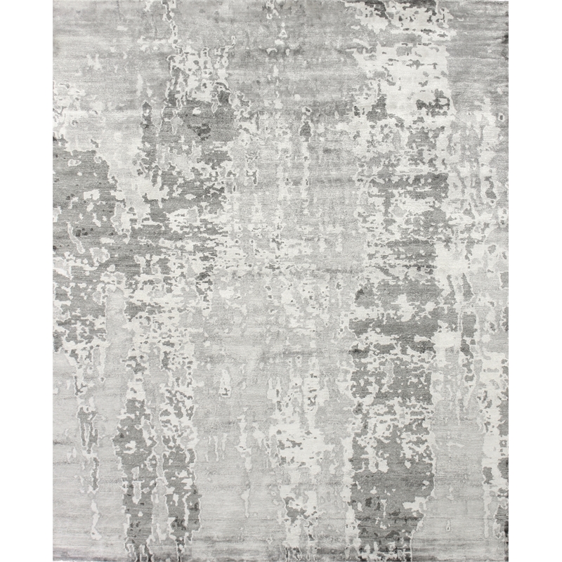 Bamboo Silk Hand-Knotted Bamboo Silk Gray/Silver 3'x14' Area Rug
