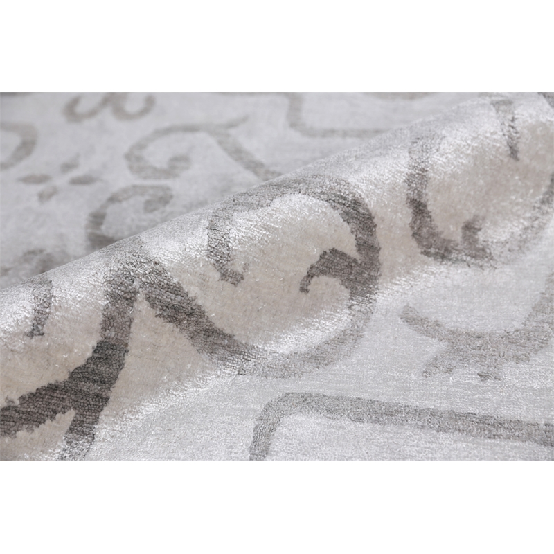 Bamboo Silk Hand-Knotted Bamboo Silk Ivory 12'x15' Area Rug