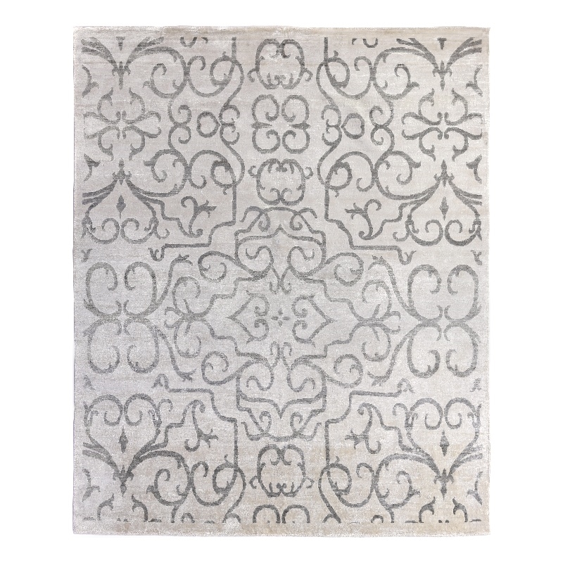 Bamboo Silk Hand-Knotted Bamboo Silk Ivory 12'x15' Area Rug