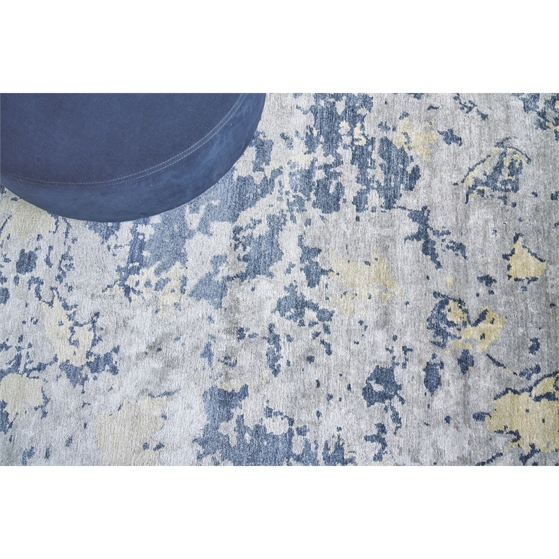 Bamboo Silk Hand-Knotted Bamboo Silk Blue/Gray 6'x9' Area Rug