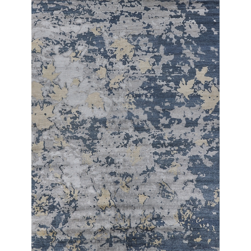 Bamboo Silk Hand-Knotted Bamboo Silk Blue/Gray 6'x9' Area Rug