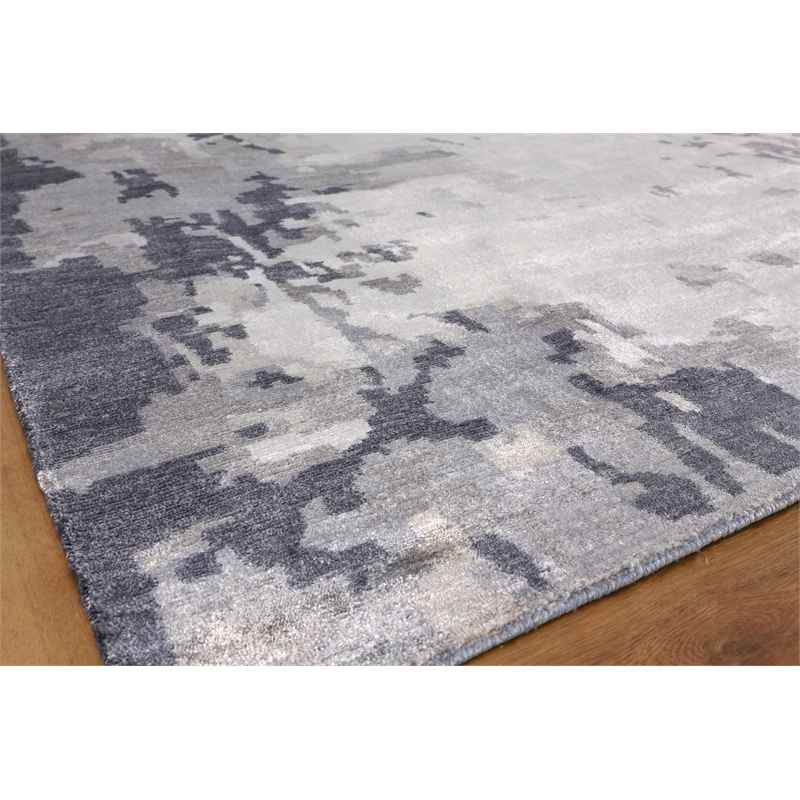 Bamboo Silk Hand-Knotted Bamboo Silk Blue/Gray 6'x9' Area Rug
