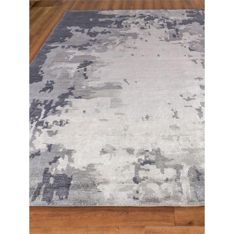 Bamboo Silk Hand-Knotted Bamboo Silk Blue/Gray 6'x9' Area Rug