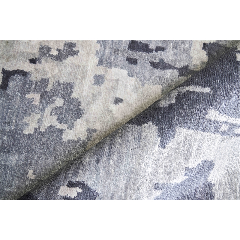 Bamboo Silk Hand-Knotted Bamboo Silk Blue/Gray 9'6