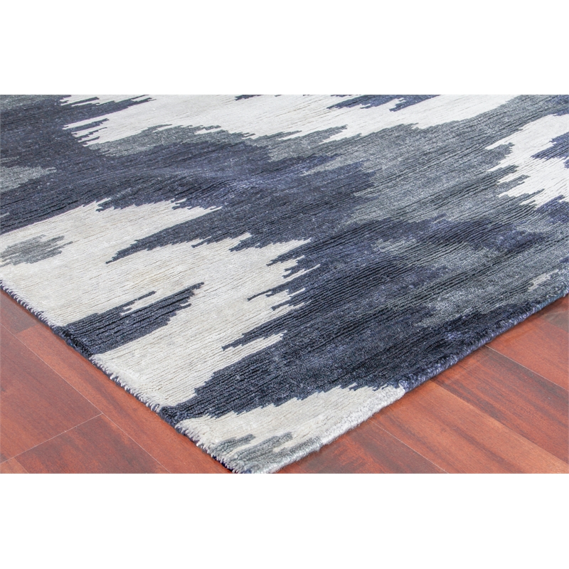 Bamboo Silk Hand-Knotted Bamboo Silk Navy Blue 6'x9' Area Rug