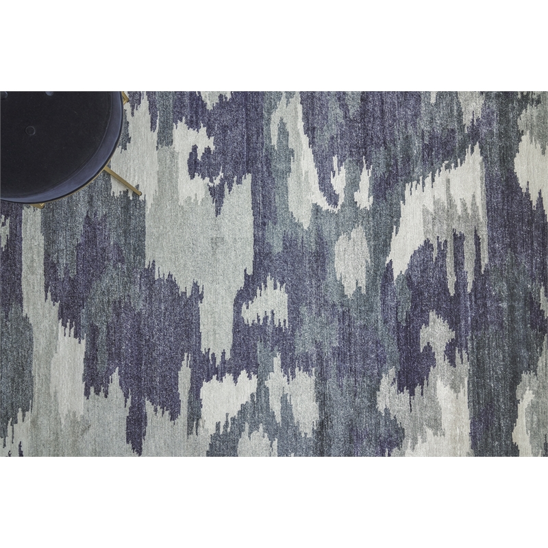 Bamboo Silk Hand-Knotted Bamboo Silk Navy Blue 6'x9' Area Rug