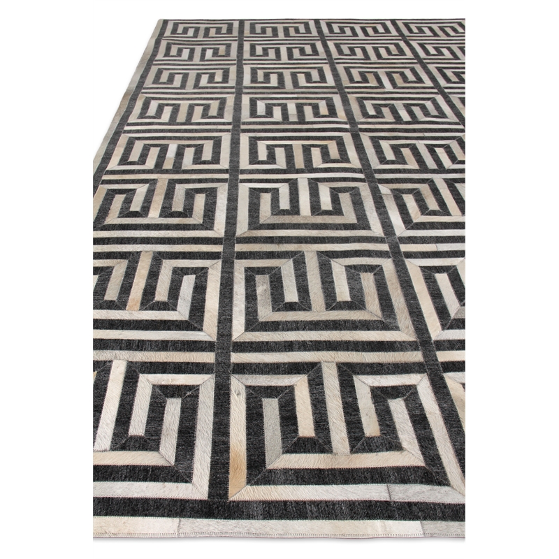 Berlin Hand-Tufted Leather/Viscose Charcoal/Ivory 5'x8' Area Rug