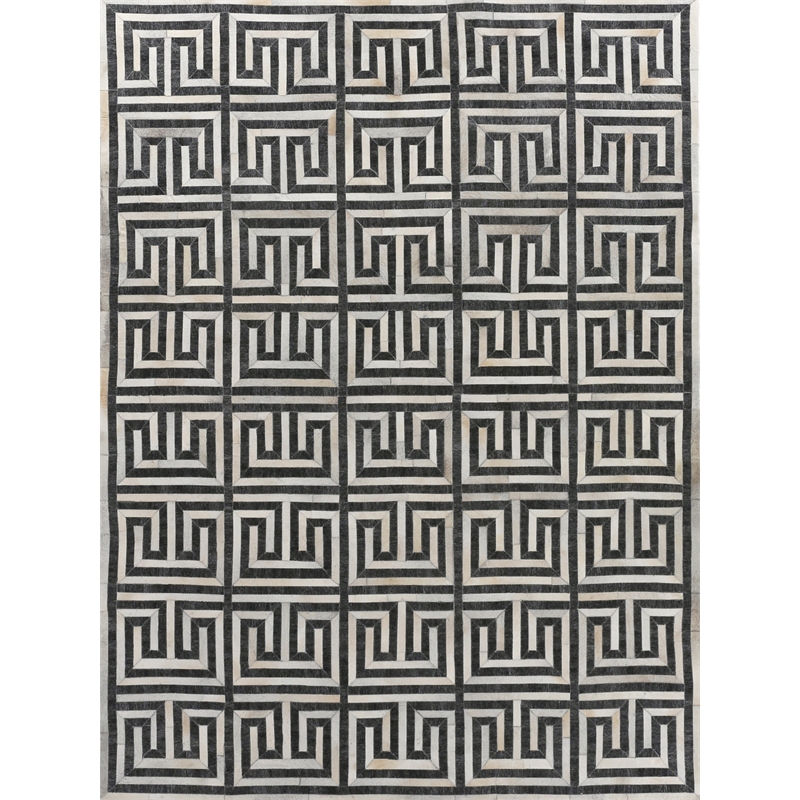 Berlin Hand-Tufted Leather/Viscose Charcoal/Ivory 8'x11' Area Rug