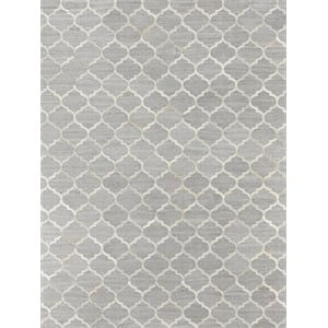 Berlin Hand-Tufted Leather/Viscose Silver/Ivory 11'6&quotx14'6&quot Area Rug