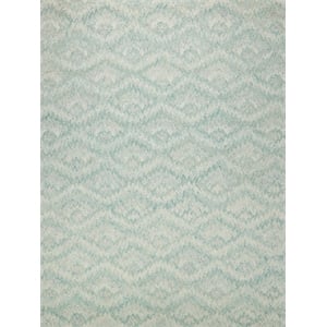 Bargello Hand-Tufted New Zealand Wool Turquoise 4'x6' Area Rug