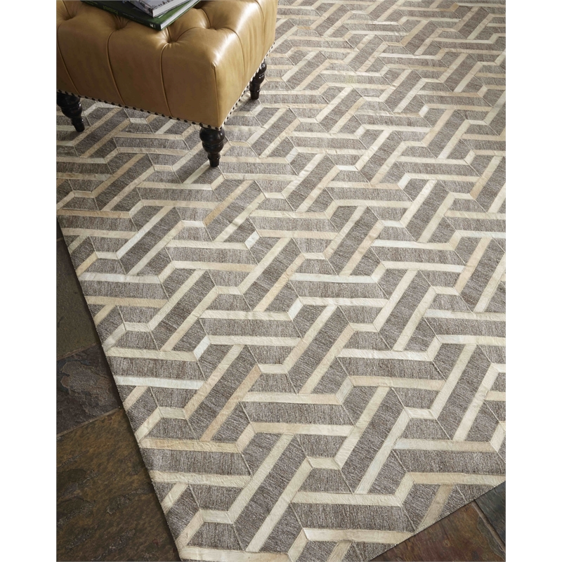 Berlin Hand-Tufted Leather/Viscose Beige/Ivory 9'6