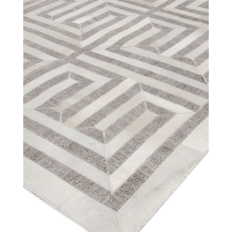 Berlin Hand-Tufted Leather/Viscose Silver/Ivory 8'x10' Area Rug