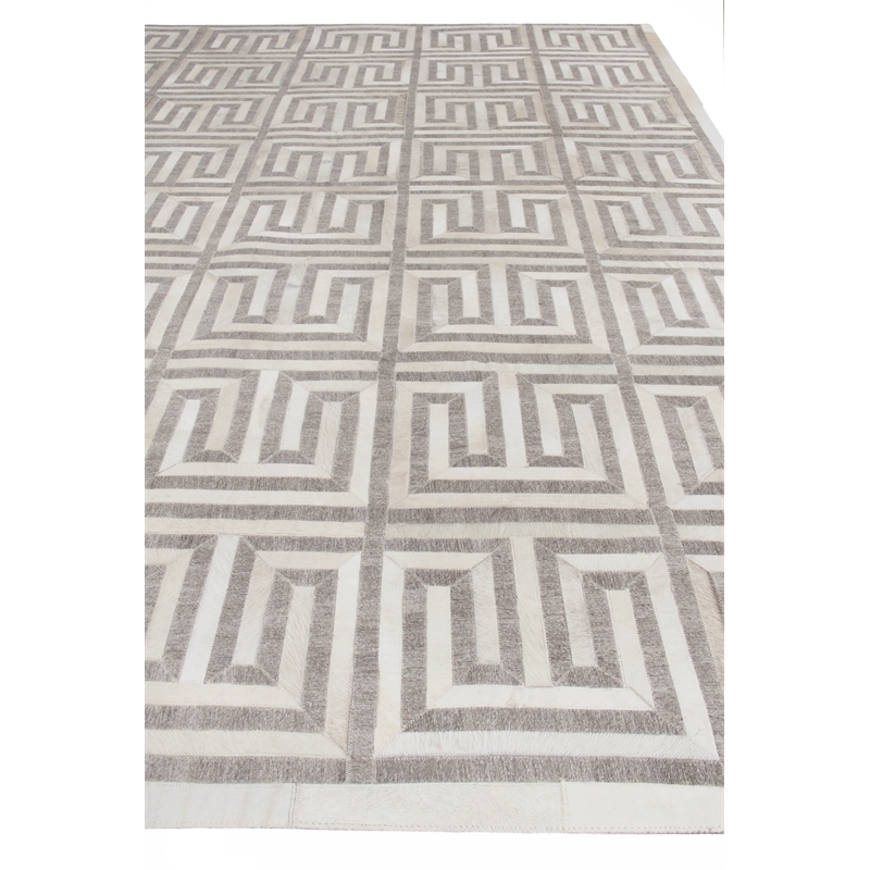 Berlin Hand-Tufted Leather/Viscose Silver/Ivory 8'x10' Area Rug