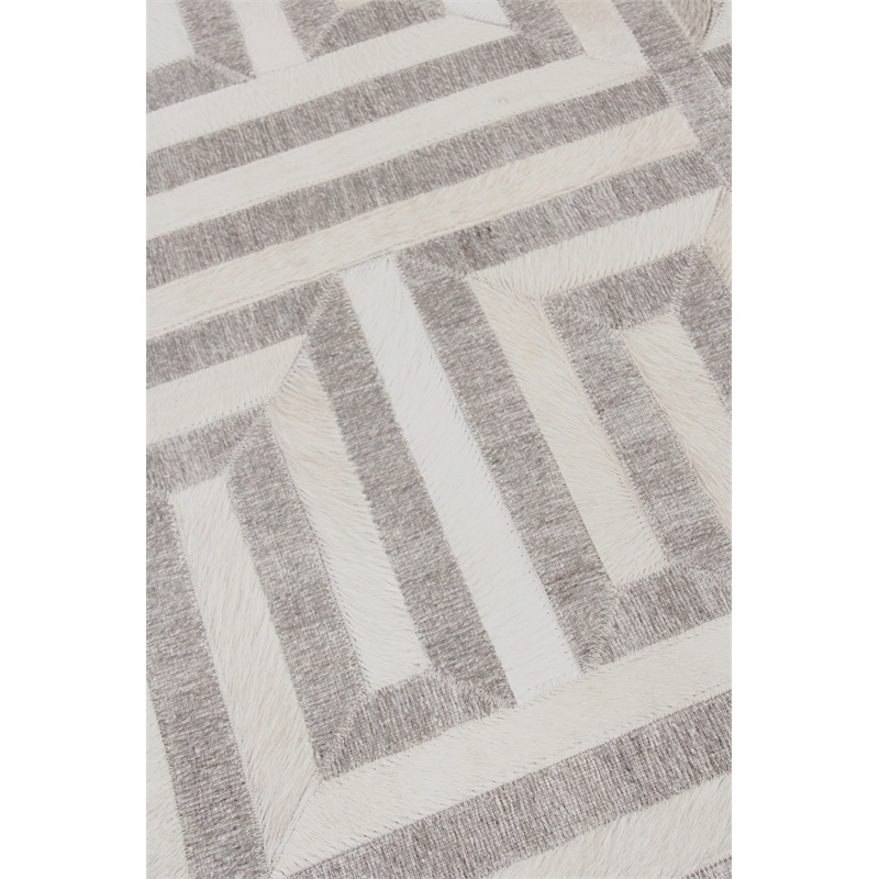 Berlin Hand-Tufted Leather/Viscose Silver/Ivory 8'x10' Area Rug