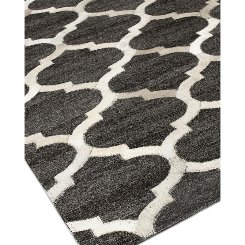 Berlin Hand-Tufted Leather/Viscose Charcoal/Ivory 8'x11' Area Rug