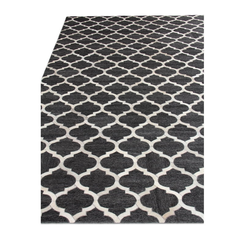 Berlin Hand-Tufted Leather/Viscose Charcoal/Ivory 8'x11' Area Rug