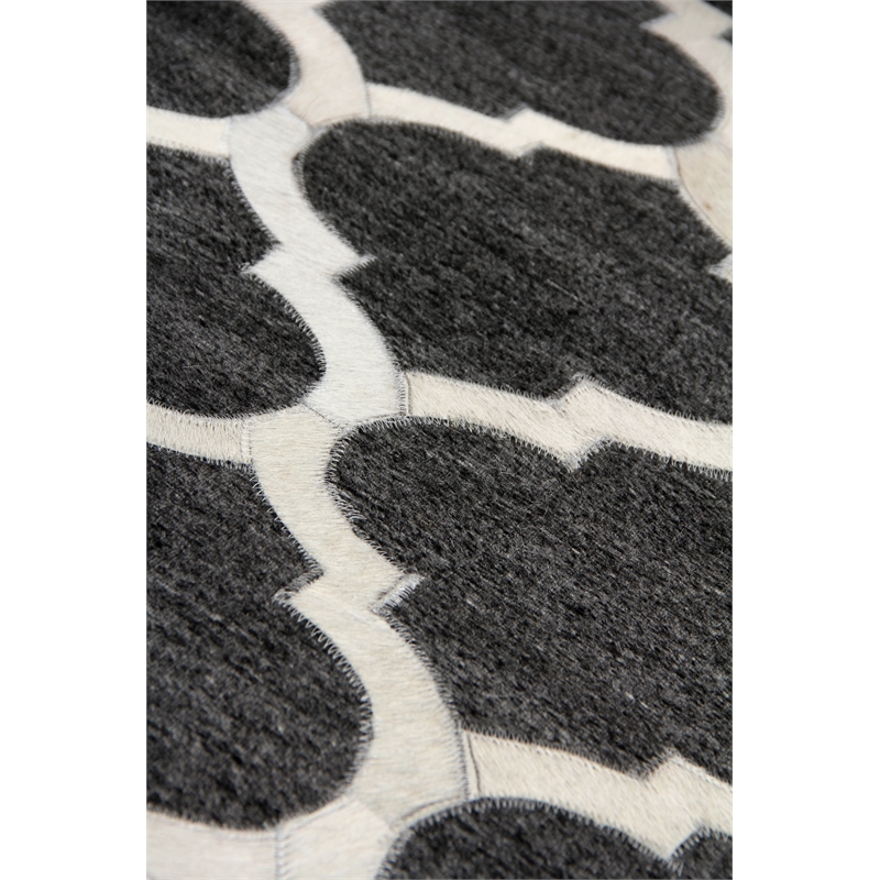 Berlin Hand-Tufted Leather/Viscose Charcoal/Ivory 8'x11' Area Rug