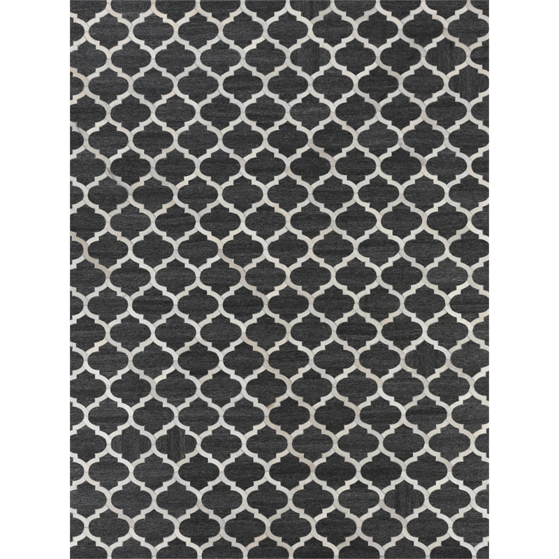 Berlin Hand-Tufted Leather/Viscose Charcoal/Ivory 8'x11' Area Rug