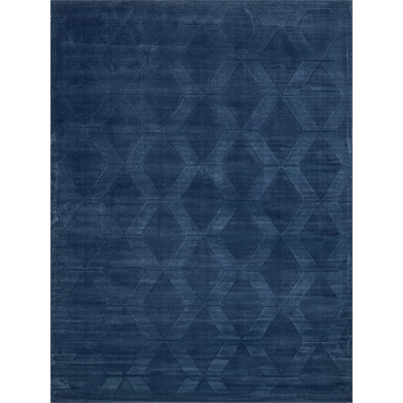Brunello Modern Handloomed Silky Nylon Navy 6'x9' Area Rug
