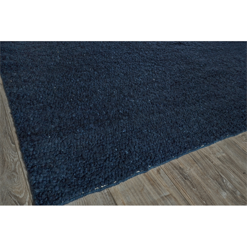 Borelli Handloomed New Zealand Wool Navy Blue 10'x14' Area Rug