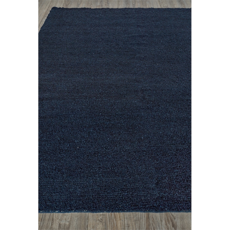 Borelli Handloomed New Zealand Wool Navy Blue 10'x14' Area Rug
