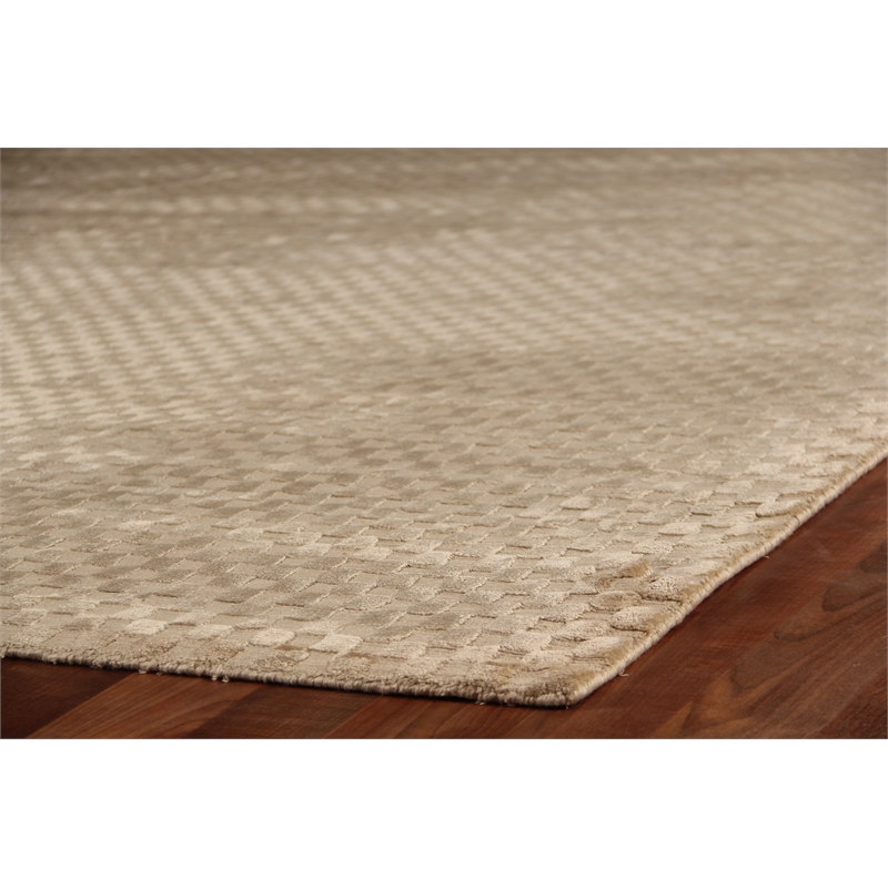 Bubble Handloomed Viscose Light Beige 12'x15' Area Rug