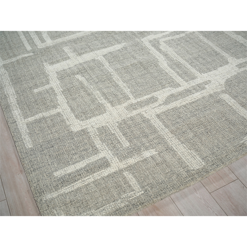 Breckenridge Hand-Tufted New Zealand Wool Gray/Ivory 9'x12' Area Rug