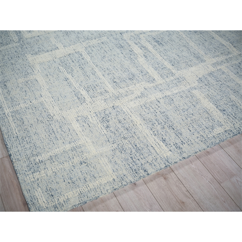 Breckenridge Hand-Tufted New Zealand Wool Blue/Ivory 4'x6' Area Rug