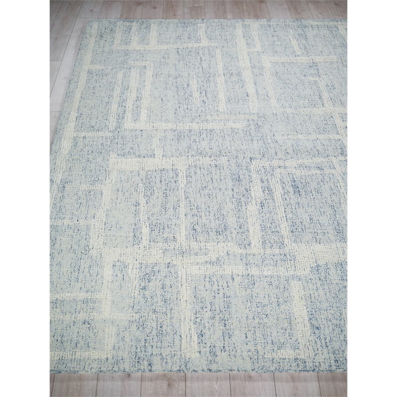 Breckenridge Hand-Tufted New Zealand Wool Blue/Ivory 6'x9' Area Rug