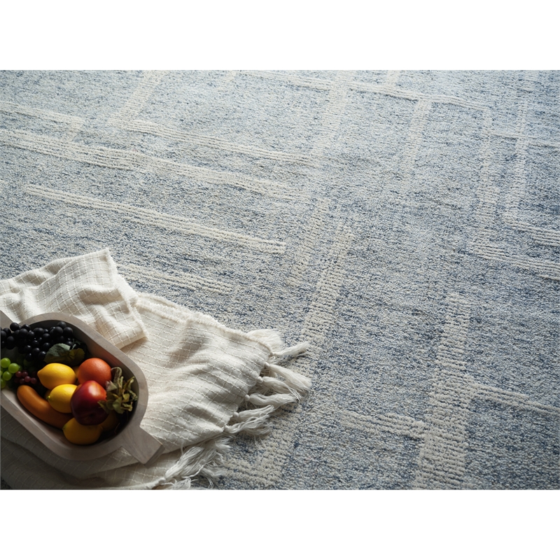 Breckenridge Hand-Tufted New Zealand Wool Blue/Ivory 6'x9' Area Rug