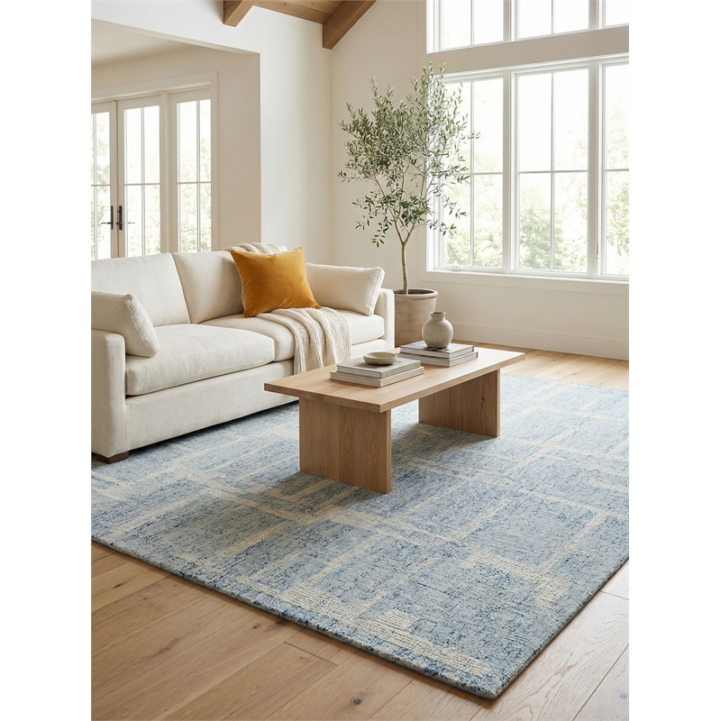 Breckenridge Hand-Tufted New Zealand Wool Blue/Ivory 6'x9' Area Rug