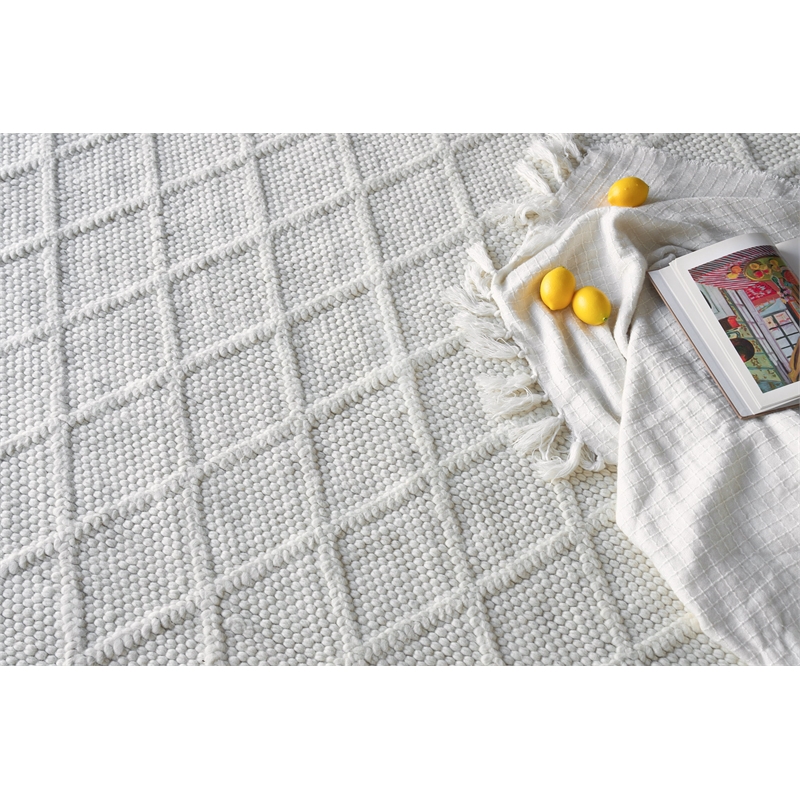 Brentwood Flatweave Wool/Viscose White 6'x9' Area Rug