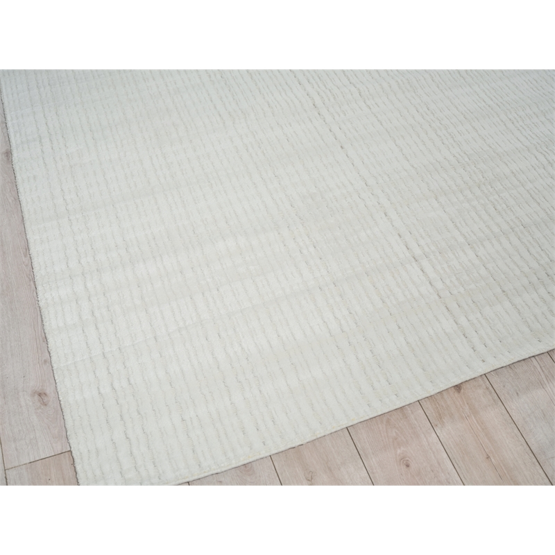 Cabrini Modern Handloomed Silky Nylon White 6'x9' Area Rug