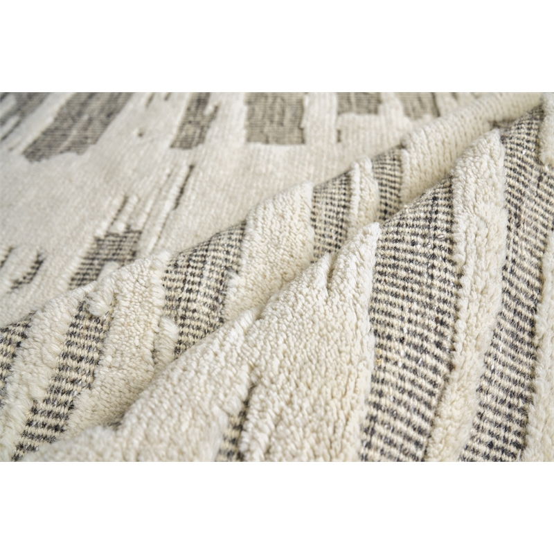 Calibre Hand-Knotted New Zealand Wool Ivory/Charcoal 9'x12' Area Rug