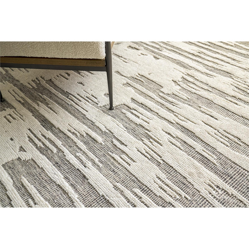 Calibre Hand-Knotted New Zealand Wool Ivory/Charcoal 9'x12' Area Rug