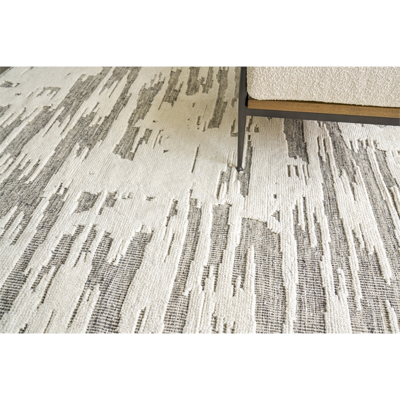 Calibre Hand-Knotted New Zealand Wool Ivory/Charcoal 9'x12' Area Rug