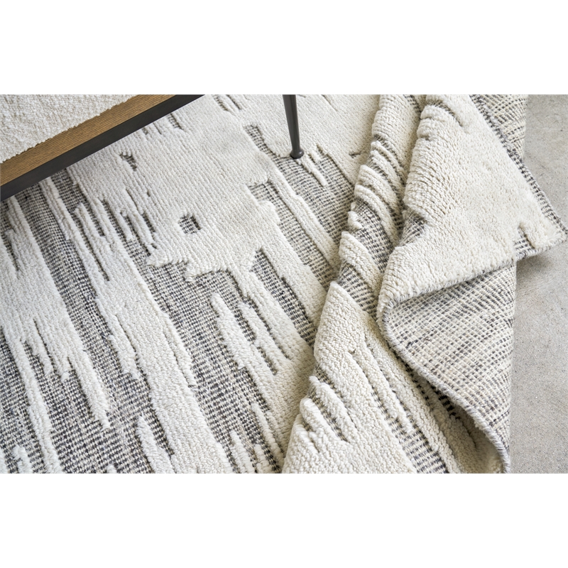 Calibre Hand-Knotted New Zealand Wool Ivory/Charcoal 9'x12' Area Rug