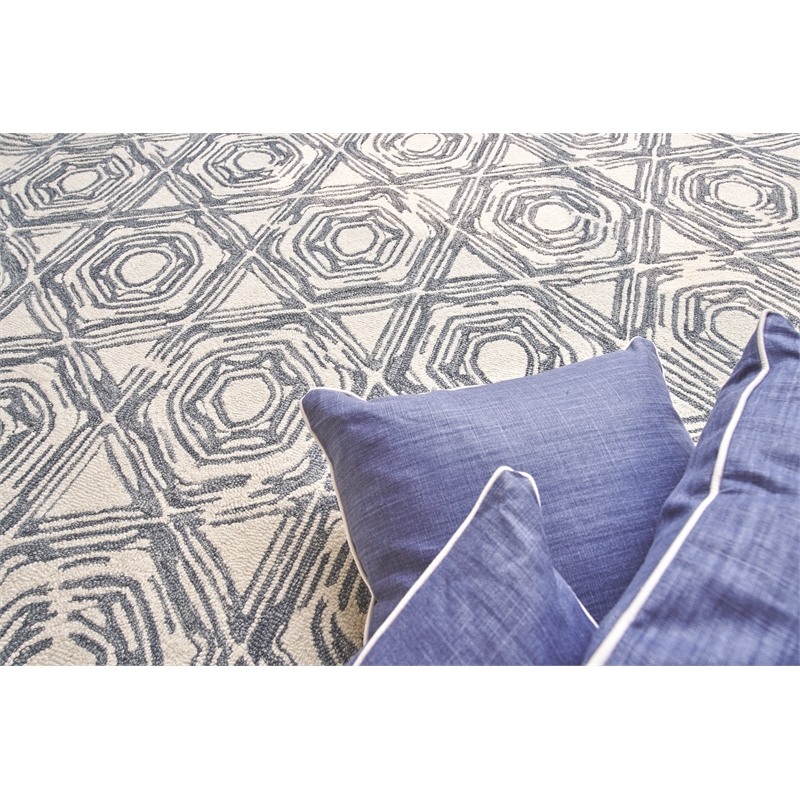Caprice Hand-Tufted New Zealand Wool Dark Blue/Ivory 8'x10' Area Rug