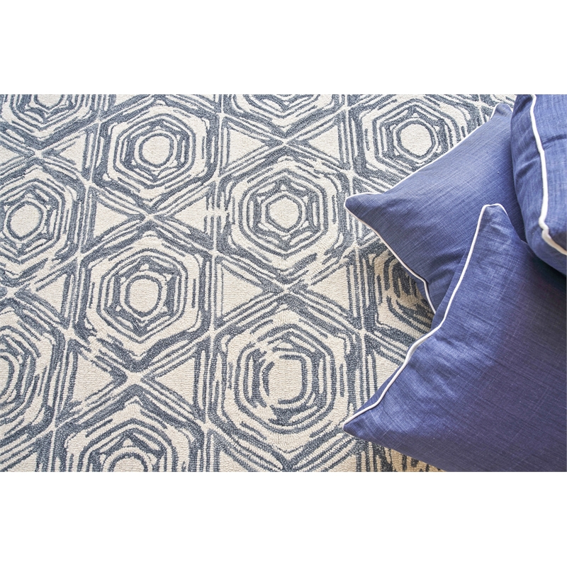 Caprice Hand-Tufted New Zealand Wool Dark Blue/Ivory 8'x10' Area Rug